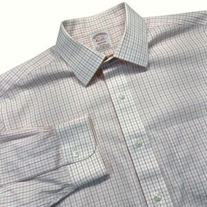 Brooks Brothers Shirt Men 15.5 32 Madison Non Iron Stretch Red Tattersall Check